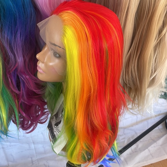 ✨24” 🌈 RAINBOW COLORFUL STRAIGHT LACE FRONT WIG *NEW - Picture 14 of 14